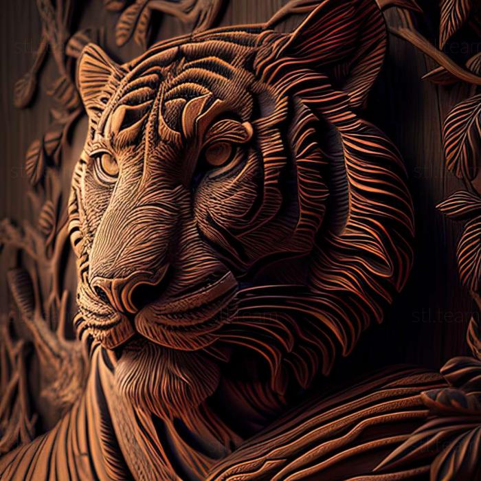Тигр 3Dпотрясающий лысый
